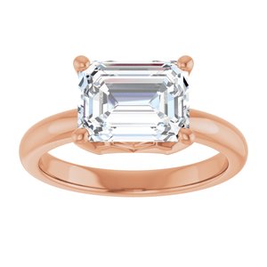 10K Rose Gold 9x7 mm Emerald Ring Mounting – image 5