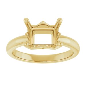 10K Yellow Gold 9x7 mm Emerald Ring Mounting – image 6