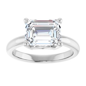 18K White Gold 9x7 mm Emerald Ring Mounting – image 5