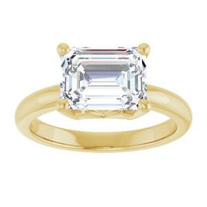 18K Yellow Gold 9x7 mm Emerald Ring Mounting – image 5