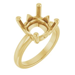 10K Yellow Gold 11x11 mm Cushion Ring Mounting – image 2