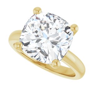 14K Yellow Gold 11x11 mm Cushion Ring Mounting – image 8