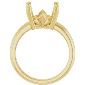 18K Yellow Gold 11x11 mm Cushion Ring Mounting – image 4