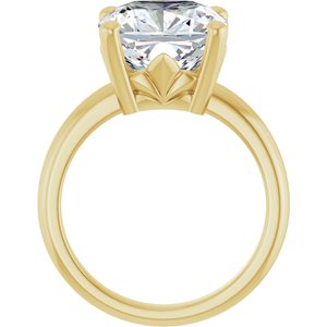 14K Yellow Gold 11x11 mm Cushion Ring Mounting – image 3