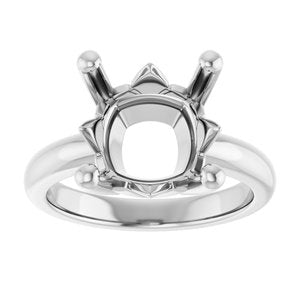 10K X1 White Gold 11x11 mm Cushion Ring Mounting – image 6