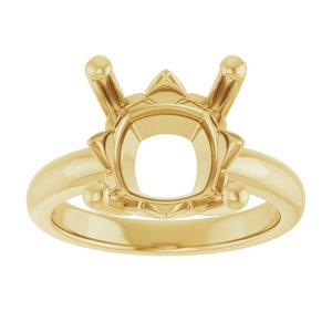 18K Yellow Gold 11x11 mm Cushion Ring Mounting – image 6