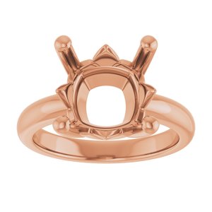 14K Rose Gold 11x11 mm Cushion Ring Mounting – image 6