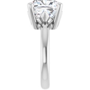 18K X1 White Gold 11x11 mm Cushion Ring Mounting – image 7