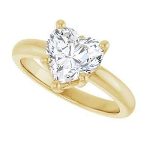 18K Yellow Gold 8x8 mm Heart Ring Mounting – image 8