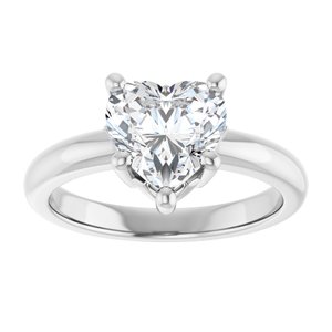 18K Palladium White Gold 8x8 mm Heart Ring Mounting – image 5