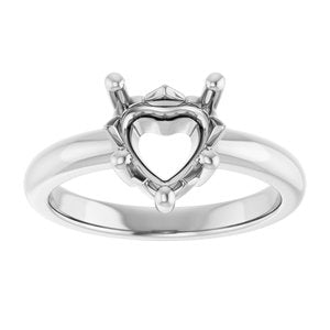 18K White Gold 8x8 mm Heart Ring Mounting – image 6