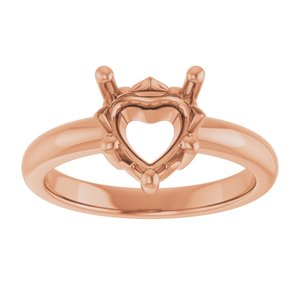 14K Rose Gold 8x8 mm Heart Ring Mounting – image 6