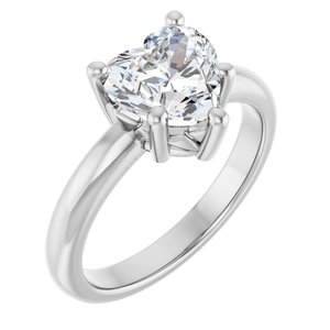 14K X1 White Gold 8x8 mm Heart Ring Mounting