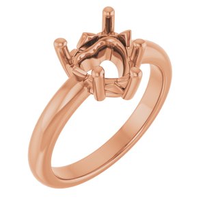 10K Rose Gold 8x8 mm Heart Ring Mounting – image 2