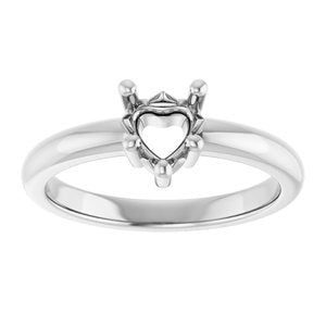 18K Palladium White Gold 5.5x5.5 mm Heart Ring Mounting – image 6