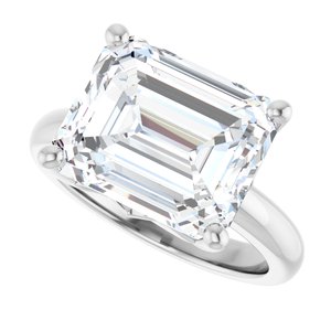 18K Palladium White Gold 12x10 mm Emerald Ring Mounting – image 8