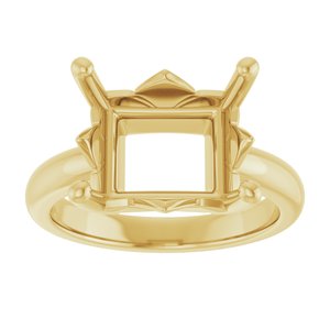 10K Yellow Gold 12x10 mm Emerald Ring Mounting – image 6