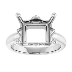 18K White Gold 12x10 mm Emerald Ring Mounting – image 6