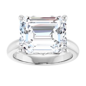 14K White Gold 12x10 mm Emerald Ring Mounting – image 5