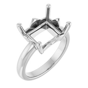 18K Palladium White Gold 12x10 mm Emerald Ring Mounting – image 2