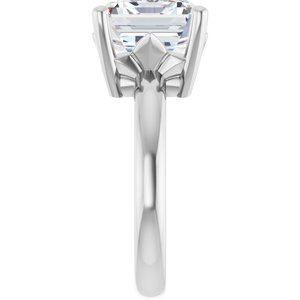 14K X1 White Gold 12x10 mm Emerald Ring Mounting – image 7