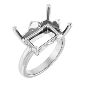18K Palladium White Gold 16x12 mm Emerald Ring Mounting – image 2