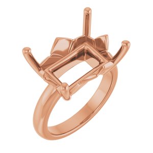 14K Rose Gold 16x12 mm Emerald Ring Mounting – image 2