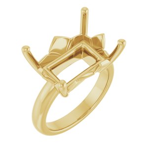 10K Yellow Gold 16x12 mm Emerald Ring Mounting – image 2