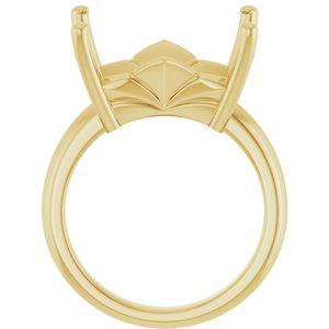 14K Yellow Gold 16x12 mm Emerald Ring Mounting – image 4