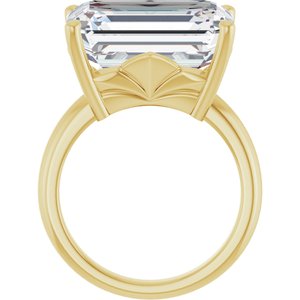 18K Yellow Gold 16x12 mm Emerald Ring Mounting – image 3