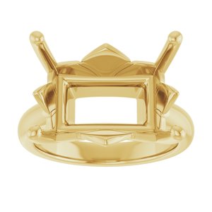 14K Yellow Gold 16x12 mm Emerald Ring Mounting – image 6