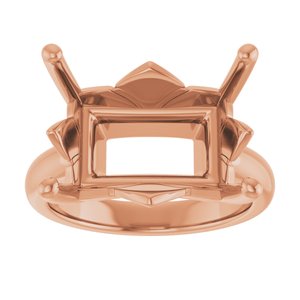 14K Rose Gold 16x12 mm Emerald Ring Mounting – image 6
