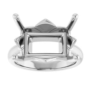 14K X1 White Gold 16x12 mm Emerald Ring Mounting – image 6