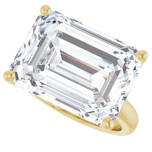 10K Yellow Gold 16x12 mm Emerald Ring Mounting – image 8