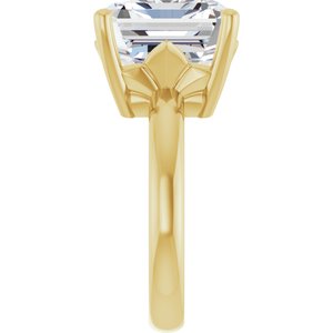 18K Yellow Gold 14x12 mm Emerald Ring Mounting – image 7