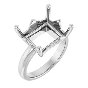 18K White Gold 14x12 mm Emerald Ring Mounting – image 2