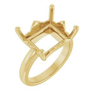 10K Yellow Gold 14x12 mm Emerald Ring Mounting – image 2