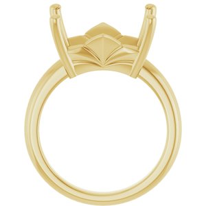 18K Yellow Gold 14x12 mm Emerald Ring Mounting – image 4