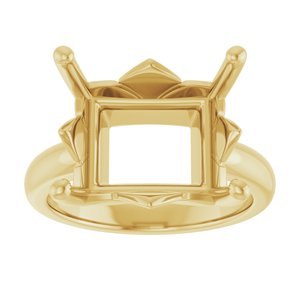 18K Yellow Gold 14x12 mm Emerald Ring Mounting – image 6