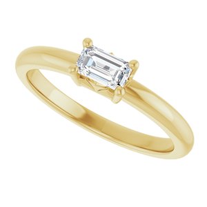 14K Yellow Gold 5x3 mm Emerald Ring Mounting – image 8