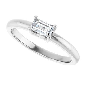 10K White Gold 5x3 mm Emerald Ring Mounting – image 8