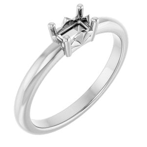 18K Palladium White Gold 5x3 mm Emerald Ring Mounting – image 2