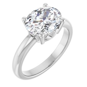 14K White Gold 10x8 mm Oval Ring Mounting