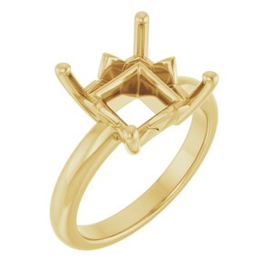 14K Yellow Gold 9x9 mm Square Ring Mounting – image 2