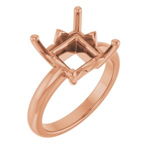 18K Rose Gold 9x9 mm Square Ring Mounting – image 2