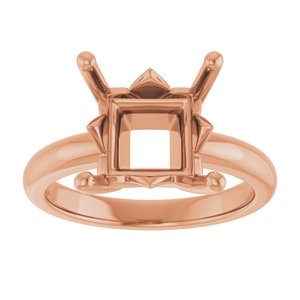 18K Rose Gold 9x9 mm Square Ring Mounting – image 6