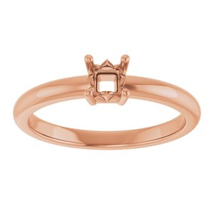18K Rose Gold 3.25x3.25 mm Square Ring Mounting – image 6