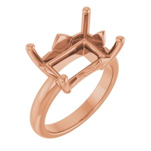 14K Rose Gold 14x10 mm Emerald Ring Mounting – image 2