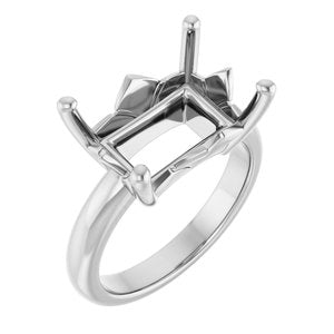 14K White Gold 14x10 mm Emerald Ring Mounting – image 2