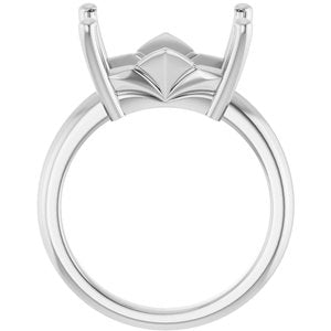 18K Palladium White Gold 14x10 mm Emerald Ring Mounting – image 4